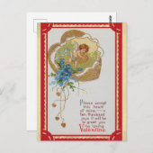 ヴィンテージバレンタインデービクトリアンキュピッド詩 ポストカード (正面/裏面)