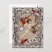 ヴィンテージバレンタインデービクトリアンキューピッド ポストカード (正面/裏面)