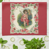 ヴィンテージバレンタインデービクトリアンケルビオン電話 キッチンタオル (折り畳み)