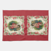 ヴィンテージバレンタインデービクトリアンケルビオン電話 キッチンタオル (横)