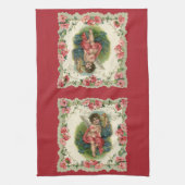 ヴィンテージバレンタインデービクトリアンケルビオン電話 キッチンタオル (縦)