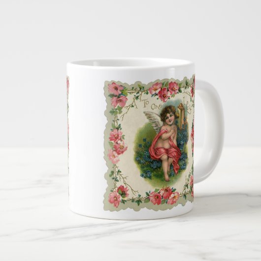 ヴィンテージバレンタインデービクトリアンケルビオン電話 ジャンボコーヒーマグカップ (正面右)