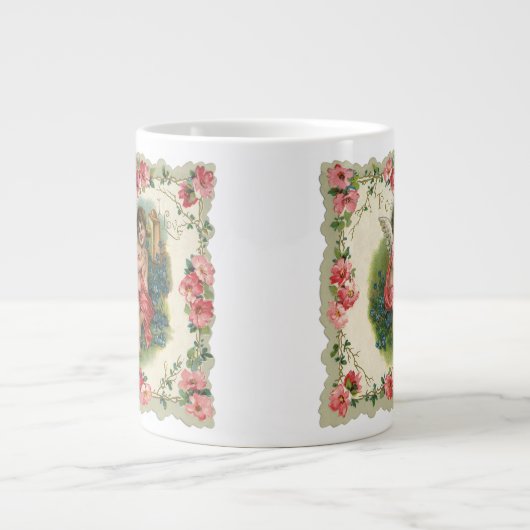 ヴィンテージバレンタインデービクトリアンケルビオン電話 ジャンボコーヒーマグカップ (正面)