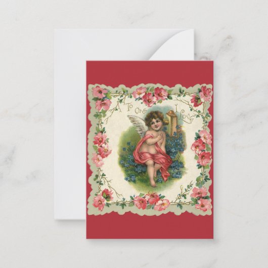 ヴィンテージバレンタインデービクトリアンケルビオン電話 ノートカード (正面)
