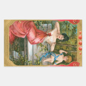 ヴィンテージバレンタインデービクトリアンスケルブ夫人 長方形シール (正面)