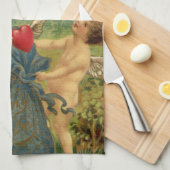 ヴィンテージバレンタインデービクトリアンチェルブスハート キッチンタオル (四つ折り)