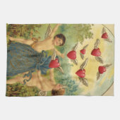 ヴィンテージバレンタインデービクトリアンチェルブスハート キッチンタオル (横)