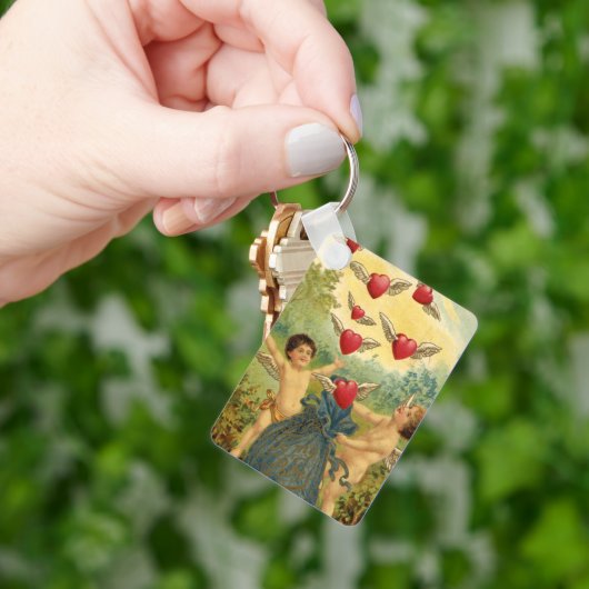 ヴィンテージバレンタインデービクトリアンチェルブスハート キーホルダー (手)