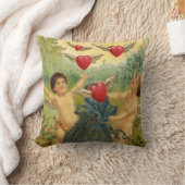 ヴィンテージバレンタインデービクトリアンチェルブスハート クッション (ブランケット)