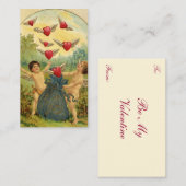 ヴィンテージバレンタインデービクトリアンチェルブスハート ノートカード (正面/裏面)