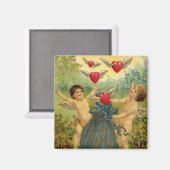 ヴィンテージバレンタインデービクトリアンチェルブスハート マグネット (正面/裏面)