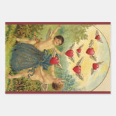 ヴィンテージバレンタインデービクトリアンチェルブスハート ラッピングペーパーシート (正面3)