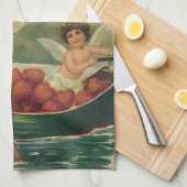 ヴィンテージバレンタインデービクトリアンチェルブス キッチンタオル (四つ折り)