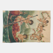 ヴィンテージバレンタインデービクトリアンチェルブス キッチンタオル (横)