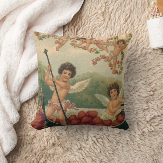 ヴィンテージバレンタインデービクトリアンチェルブス クッション (ブランケット)