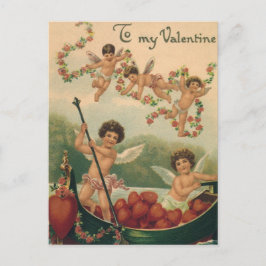 ヴィンテージバレンタインデービクトリアンチェルブス シーズンポストカード