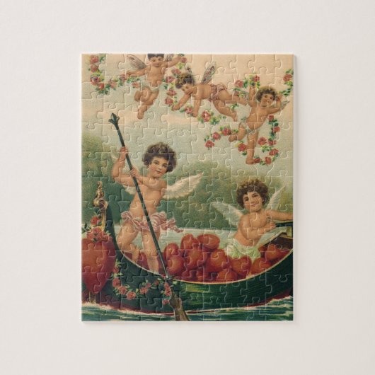 ヴィンテージバレンタインデービクトリアンチェルブス ジグソーパズル (縦)