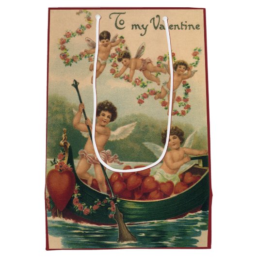 ヴィンテージバレンタインデービクトリアンチェルブス ミディアムペーパーバッグ (裏面)