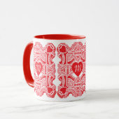 ヴィンテージバレンタインデービクトリアンハートはカット マグカップ (正面左)