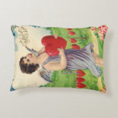 ヴィンテージバレンタインデービクトリアンハート天使 アクセントクッション (裏面)