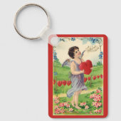 ヴィンテージバレンタインデービクトリアンハート天使 キーホルダー (正面)