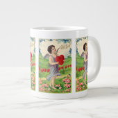 ヴィンテージバレンタインデービクトリアンハート天使 ジャンボコーヒーマグカップ (正面右)