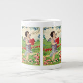 ヴィンテージバレンタインデービクトリアンハート天使 ジャンボコーヒーマグカップ (正面)