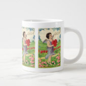 ヴィンテージバレンタインデービクトリアンハート天使 ジャンボコーヒーマグカップ (右)