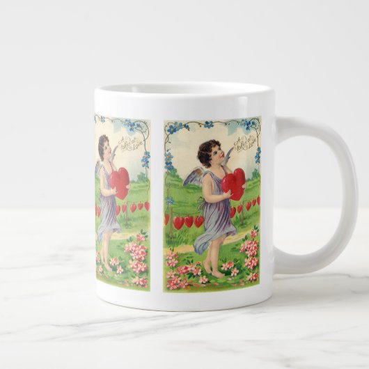 ヴィンテージバレンタインデービクトリアンハート天使 ジャンボコーヒーマグカップ (右)
