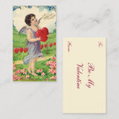 ヴィンテージバレンタインデービクトリアンハート天使 ノートカード (正面/裏面)