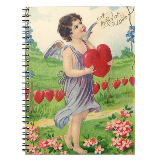 ヴィンテージバレンタインデービクトリアンハート天使 ノートブック (正面)