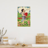 ヴィンテージバレンタインデービクトリアンハート天使 ポスター (キッチン)