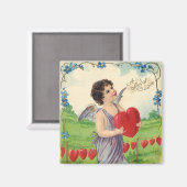 ヴィンテージバレンタインデービクトリアンハート天使 マグネット (正面/裏面)