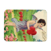 ヴィンテージバレンタインデービクトリアンハート天使 マグネット (横)