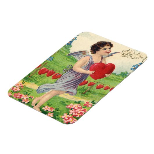 ヴィンテージバレンタインデービクトリアンハート天使 マグネット (左側)