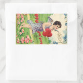 ヴィンテージバレンタインデービクトリアンハート天使 長方形シール (バッグ)