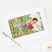 ヴィンテージバレンタインデービクトリアンハート天使 長方形シール (封筒)