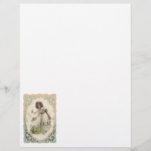 ヴィンテージバレンタインデービクトリアンバラ付き女の子 (正面)