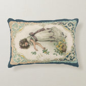 ヴィンテージバレンタインデービクトリアンバラ付き女の子 アクセントクッション (正面)