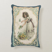 ヴィンテージバレンタインデービクトリアンバラ付き女の子 アクセントクッション (裏面(縦))