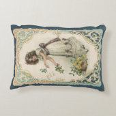 ヴィンテージバレンタインデービクトリアンバラ付き女の子 アクセントクッション (裏面)