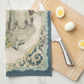 ヴィンテージバレンタインデービクトリアンバラ付き女の子 キッチンタオル (四つ折り)