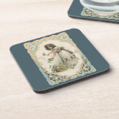 ヴィンテージバレンタインデービクトリアンバラ付き女の子 コースター (左側)