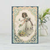 ヴィンテージバレンタインデービクトリアンバラ付き女の子 シーズンカード (スタンド正面)