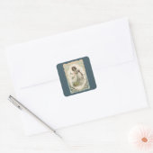 ヴィンテージバレンタインデービクトリアンバラ付き女の子 スクエアシール (封筒)