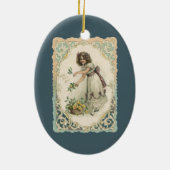 ヴィンテージバレンタインデービクトリアンバラ付き女の子 セラミックオーナメント (裏面)