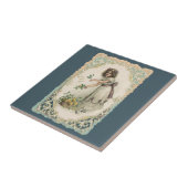 ヴィンテージバレンタインデービクトリアンバラ付き女の子 タイル (側面)