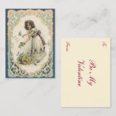ヴィンテージバレンタインデービクトリアンバラ付き女の子 ノートカード (正面/裏面)
