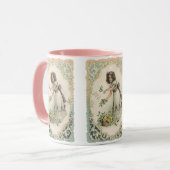 ヴィンテージバレンタインデービクトリアンバラ付き女の子 マグカップ (正面左)
