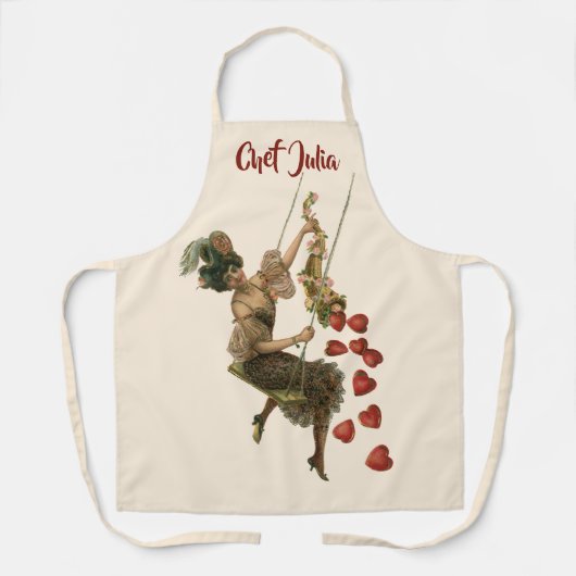 ヴィンテージバレンタインデービクトリアンレディーオンアスイング エプロン (正面)